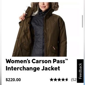 Columbia Carson pass 3-in-1 interchange jacket with Omni heat size small